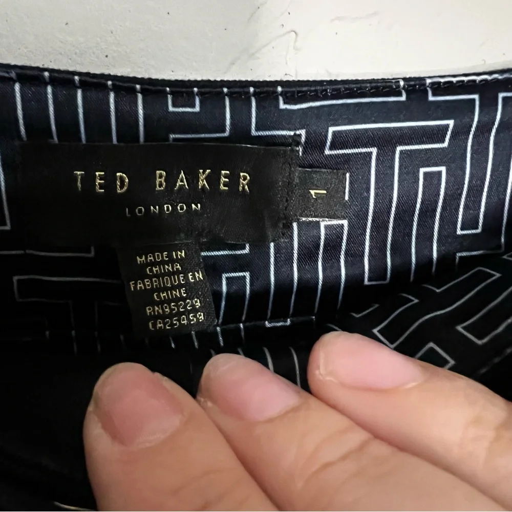 Ted Baker Alaiina Navy Blue Front Double Buckle Pleated‎ Tapered Trouser Pants